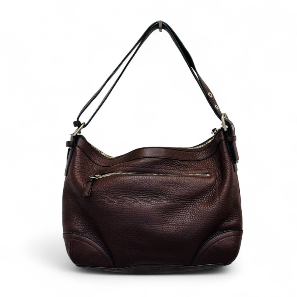 Coach Bleecker Felicia Pebbled Leather Crossbody Shoulder Bag Chocolate Brown